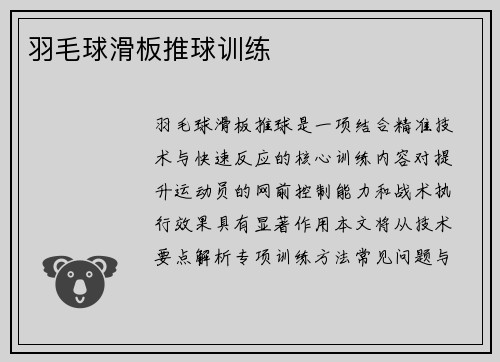 羽毛球滑板推球训练